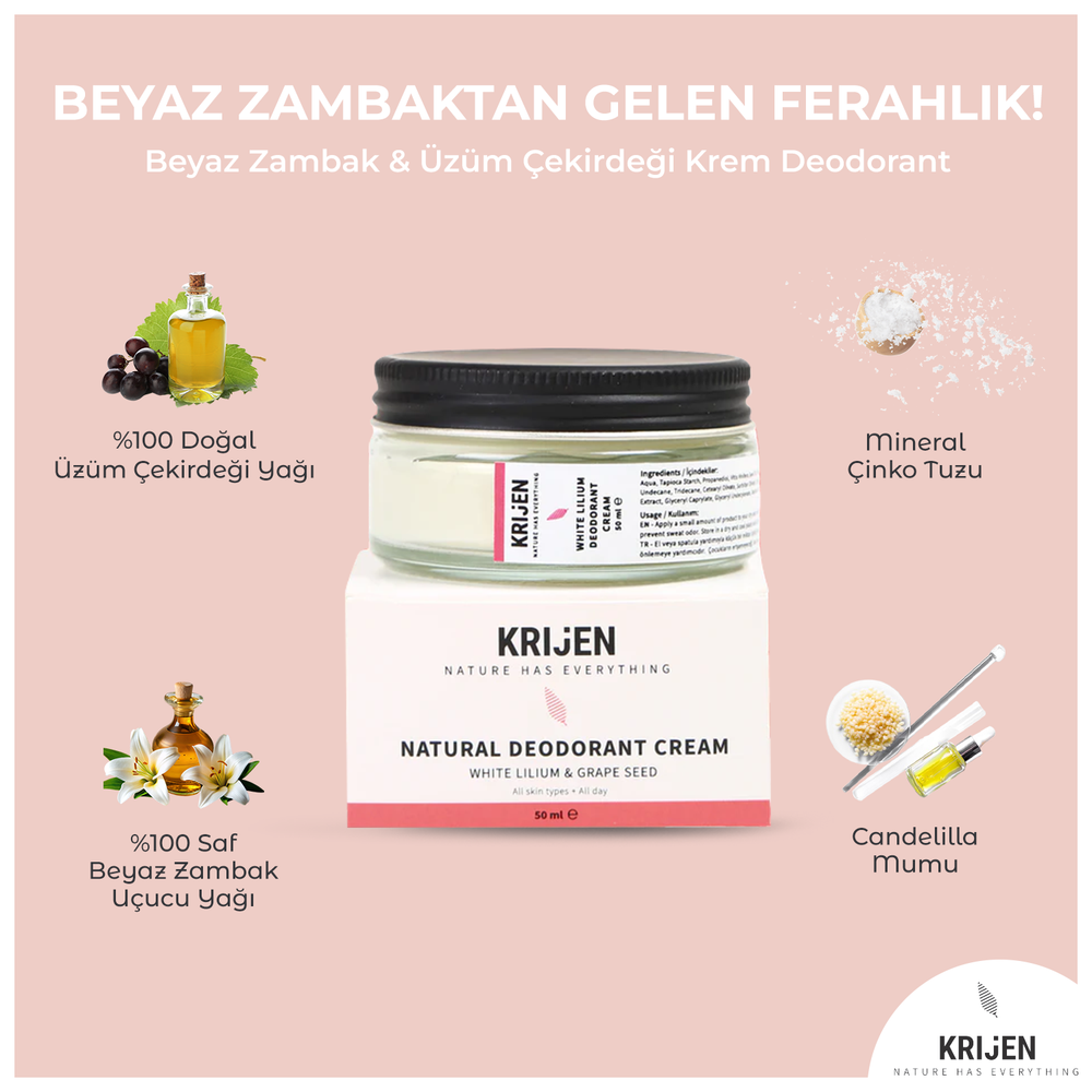 Beyaz Zambak & Üzüm Çekirdeği Krem Deodorant 50 Ml