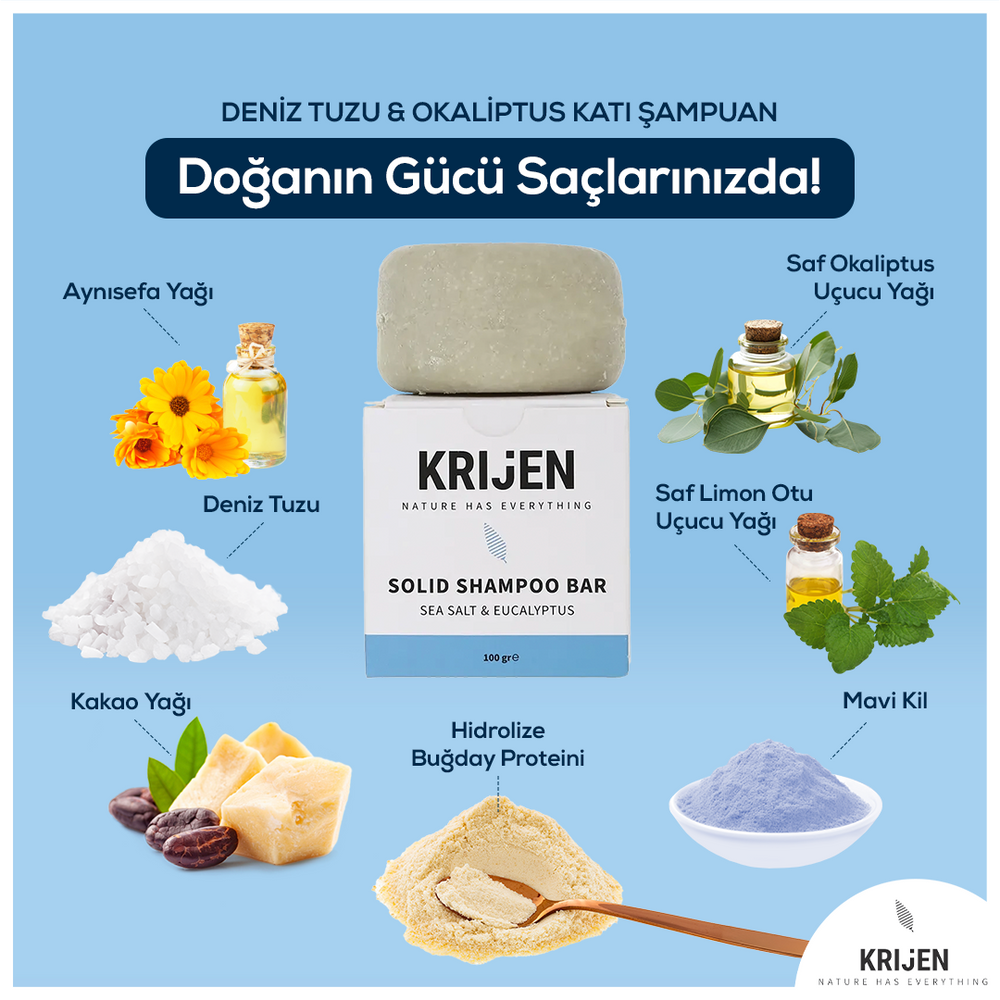 Deniz Tuzu & Okaliptus Katı Şampuan 100 Gr